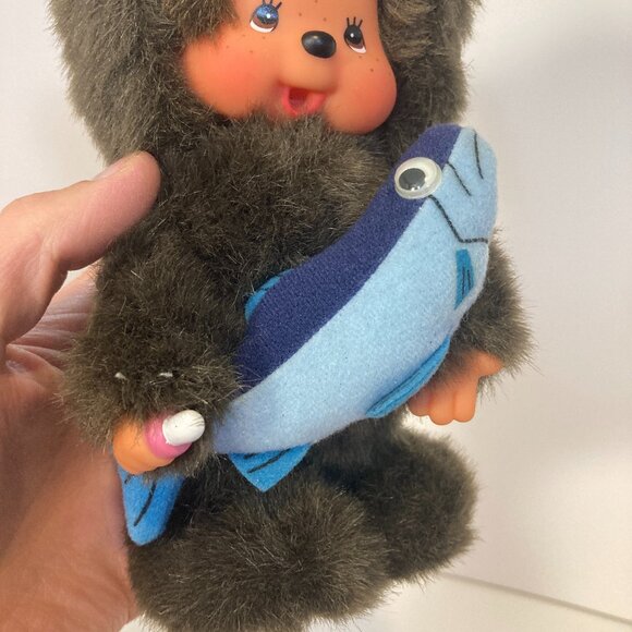 Monchhichi Brown Bear Hokkaido Fish Sekiguchi Doll Toy Plush Japanese Monkey - Picture 2 of 11